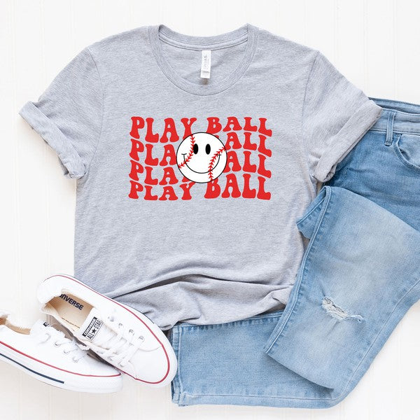 Play Ball Stacked Smiley Face Short Sleeve Tee