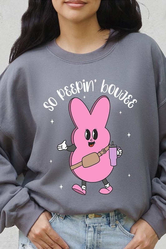 Peepin Tumbler Bunny Graphic Fleece Sweatshirts