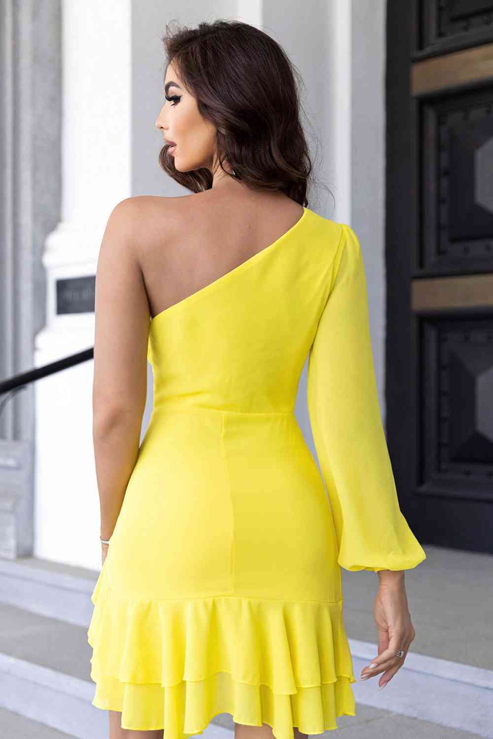 Cutout One-Shoulder Tied Dress