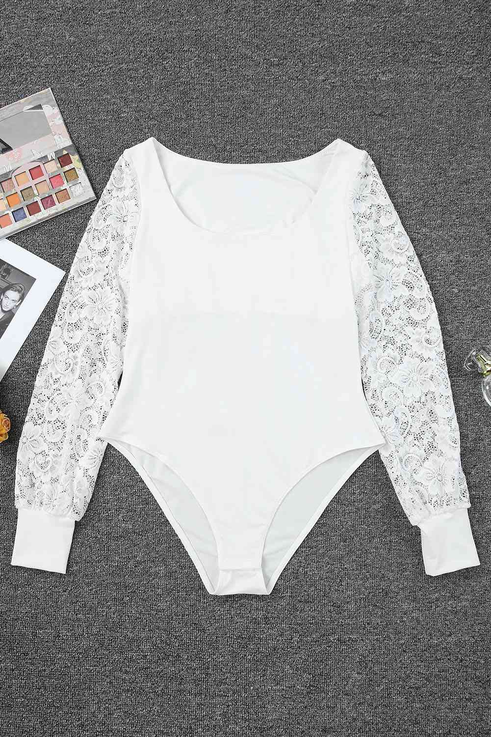 Lace Detail Scoop Neck Long Sleeve Bodysuit